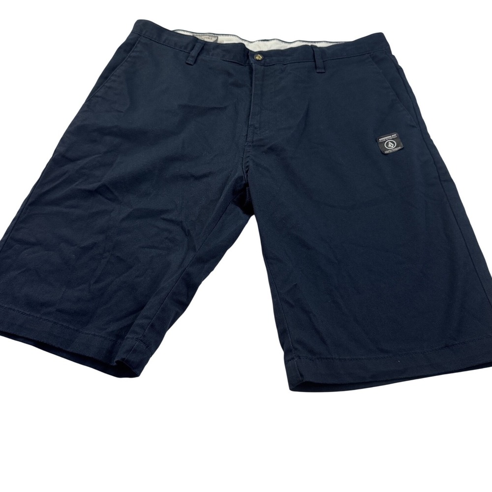 Volcom Frickin Modern Fit Navy Blue Stretch Chino Shorts Mens 33 A09117V3